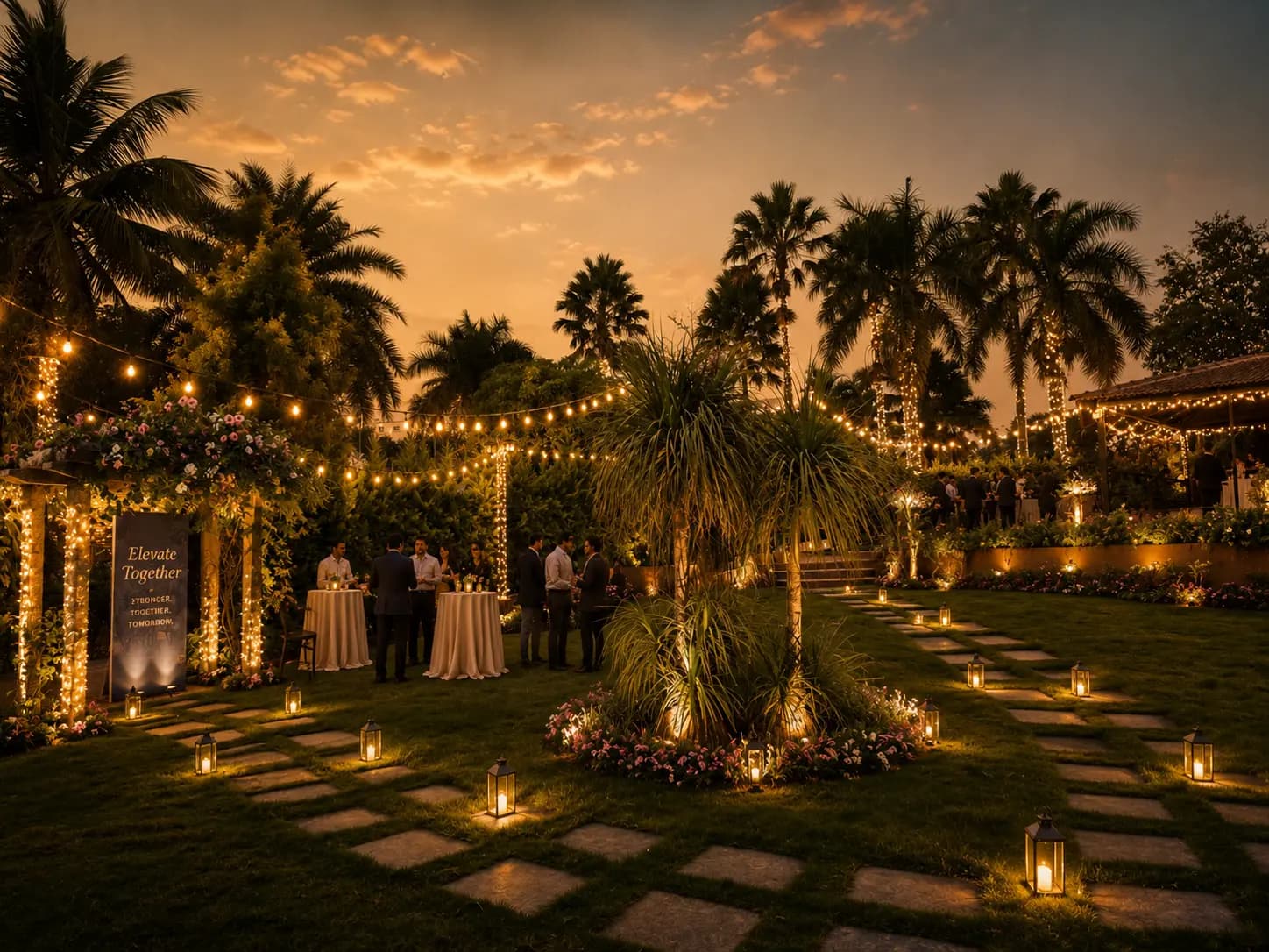 Open lawn dressed for a corporate gathering